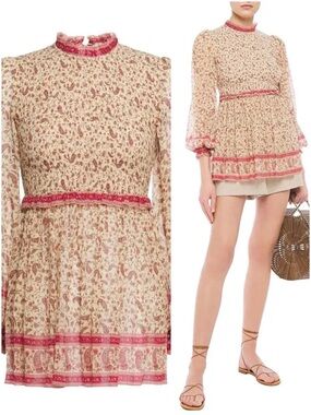 Zimmermann Juniper Shirred Top Size 1 or US 6 NWT